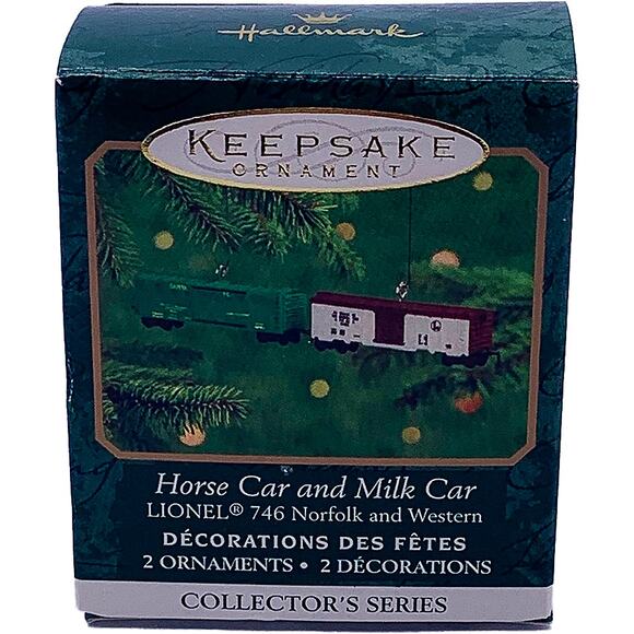 2000 Hallmark Keepsake Lionel 746 Horse Car/Milk Car Tree Ornament Set in Box - Picture 2 of 5